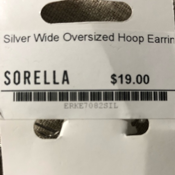 Hoop fashion earrings. Silver color. 4”. Sleek finish - Picture 3 of 3